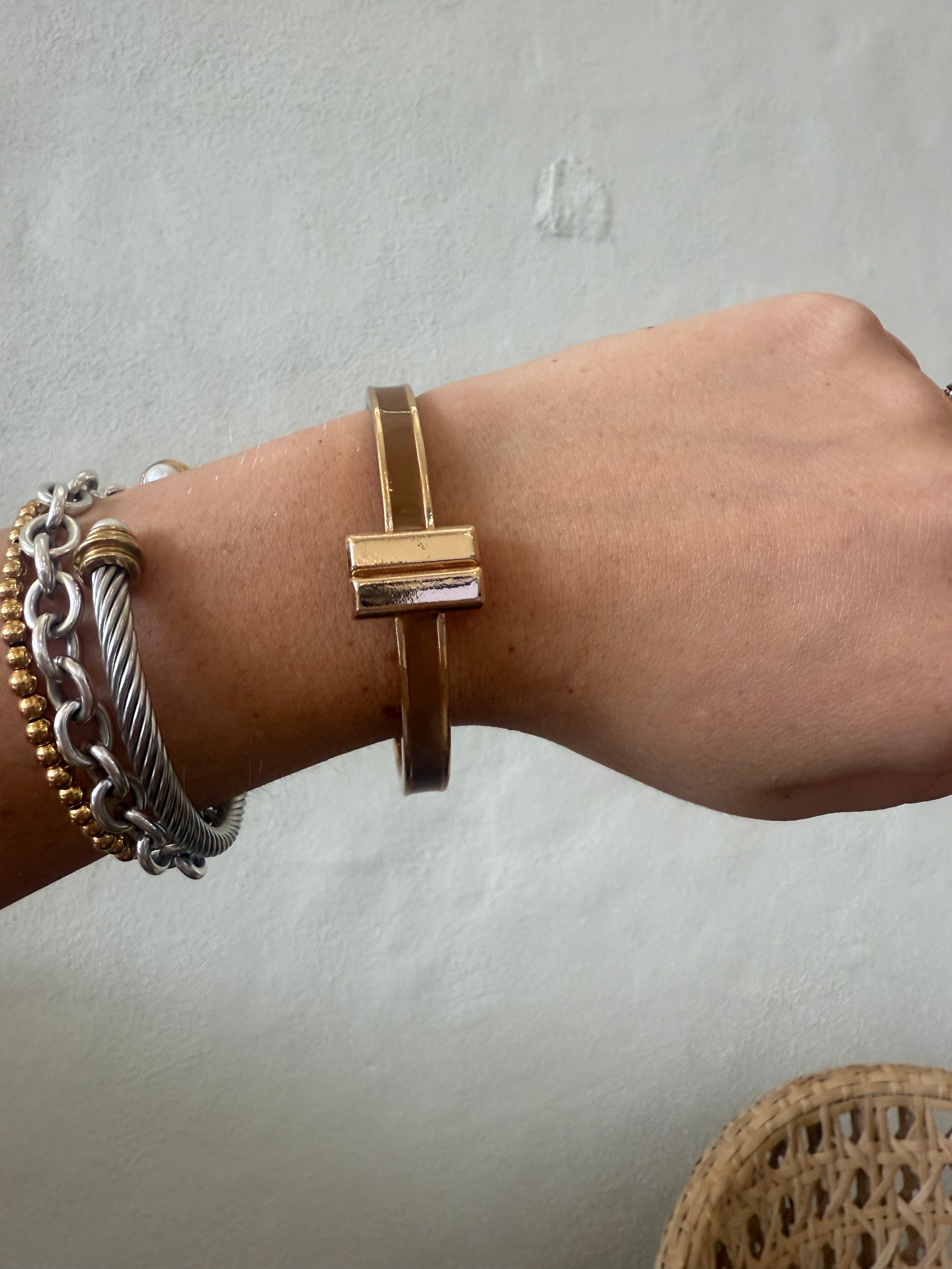 End Bar Bracelet- Brown/Gold