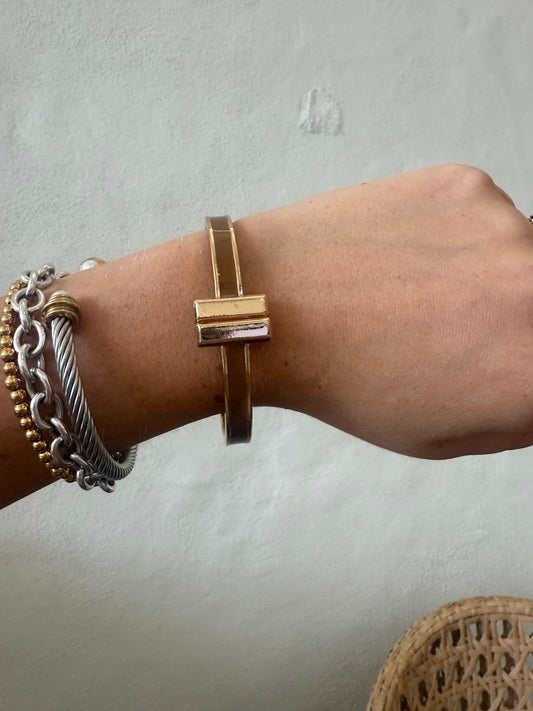 End Bar Bracelet- Brown/Gold