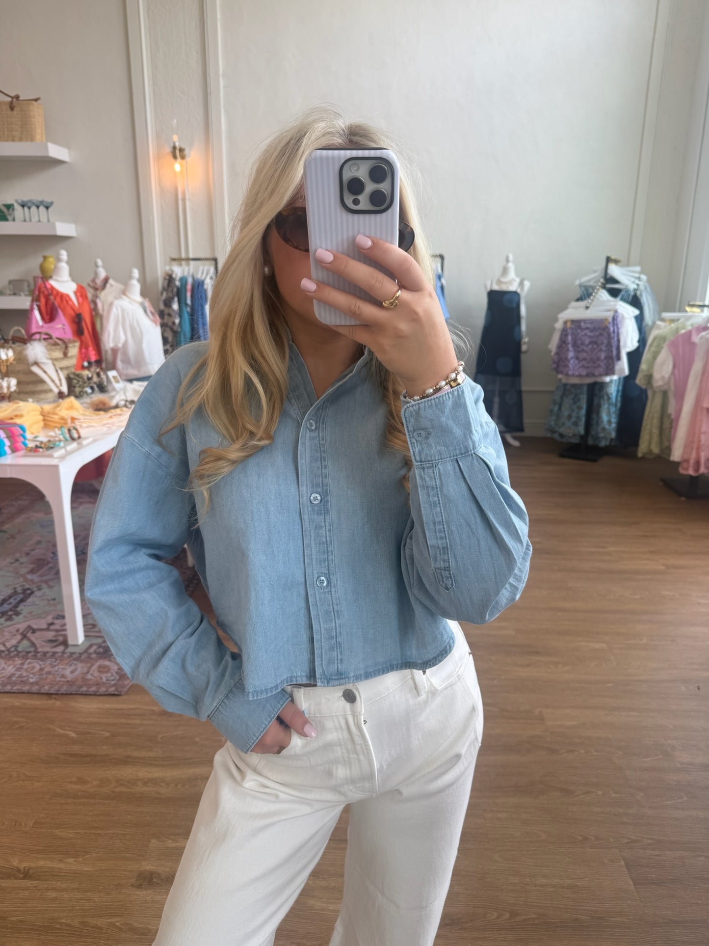 Chambray Denim Top
