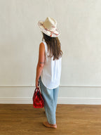 Button Up Sleeveless Top - White