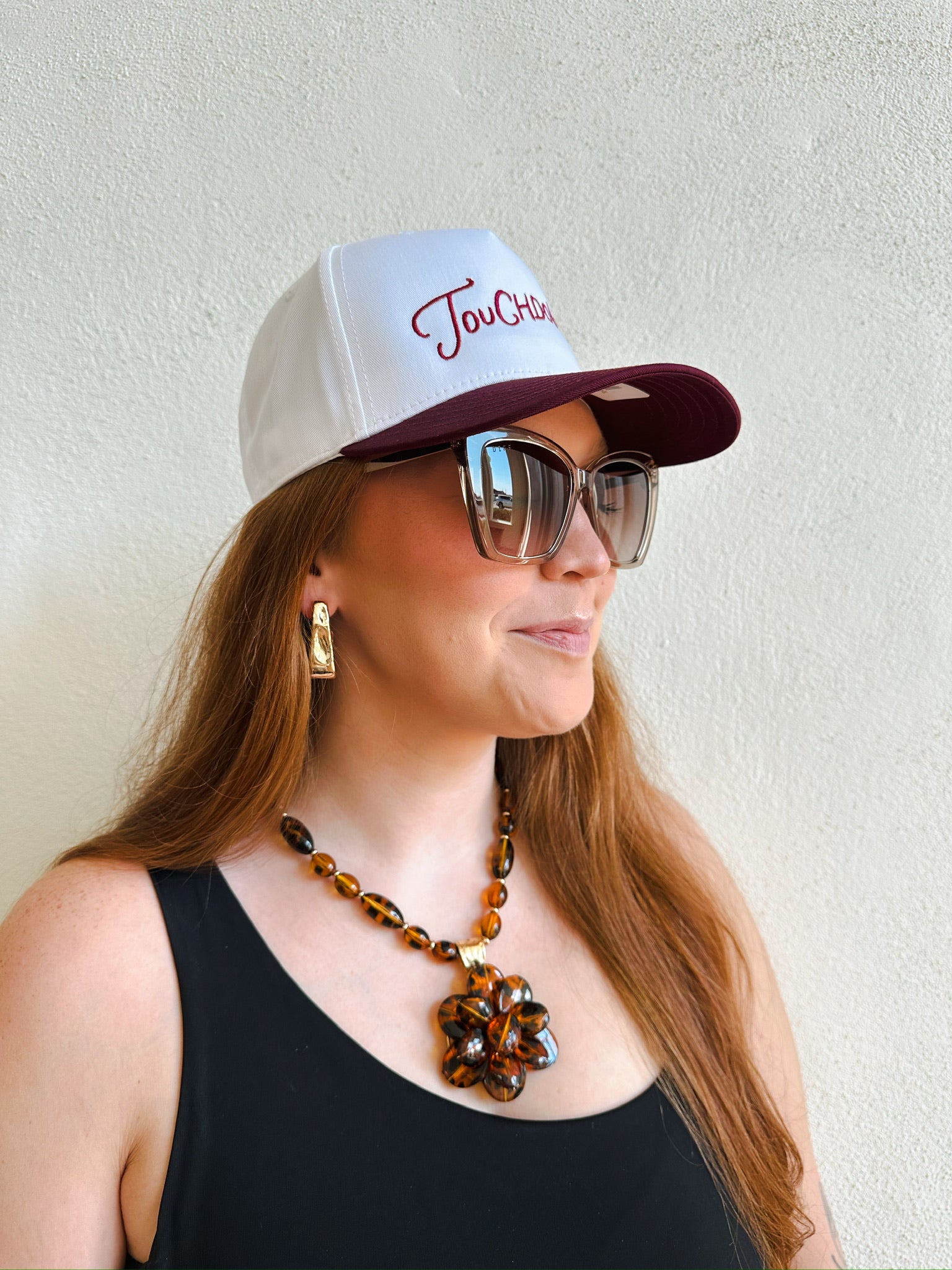 Chunky Tortoise Shell Bead Flower Statement Necklace
