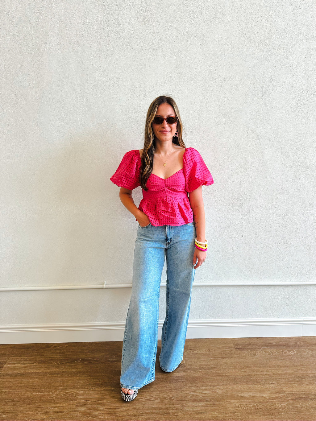 Pink Puff Sleeve Shirt