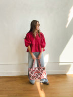 Pink Puff Sleeve Pleated Shirt