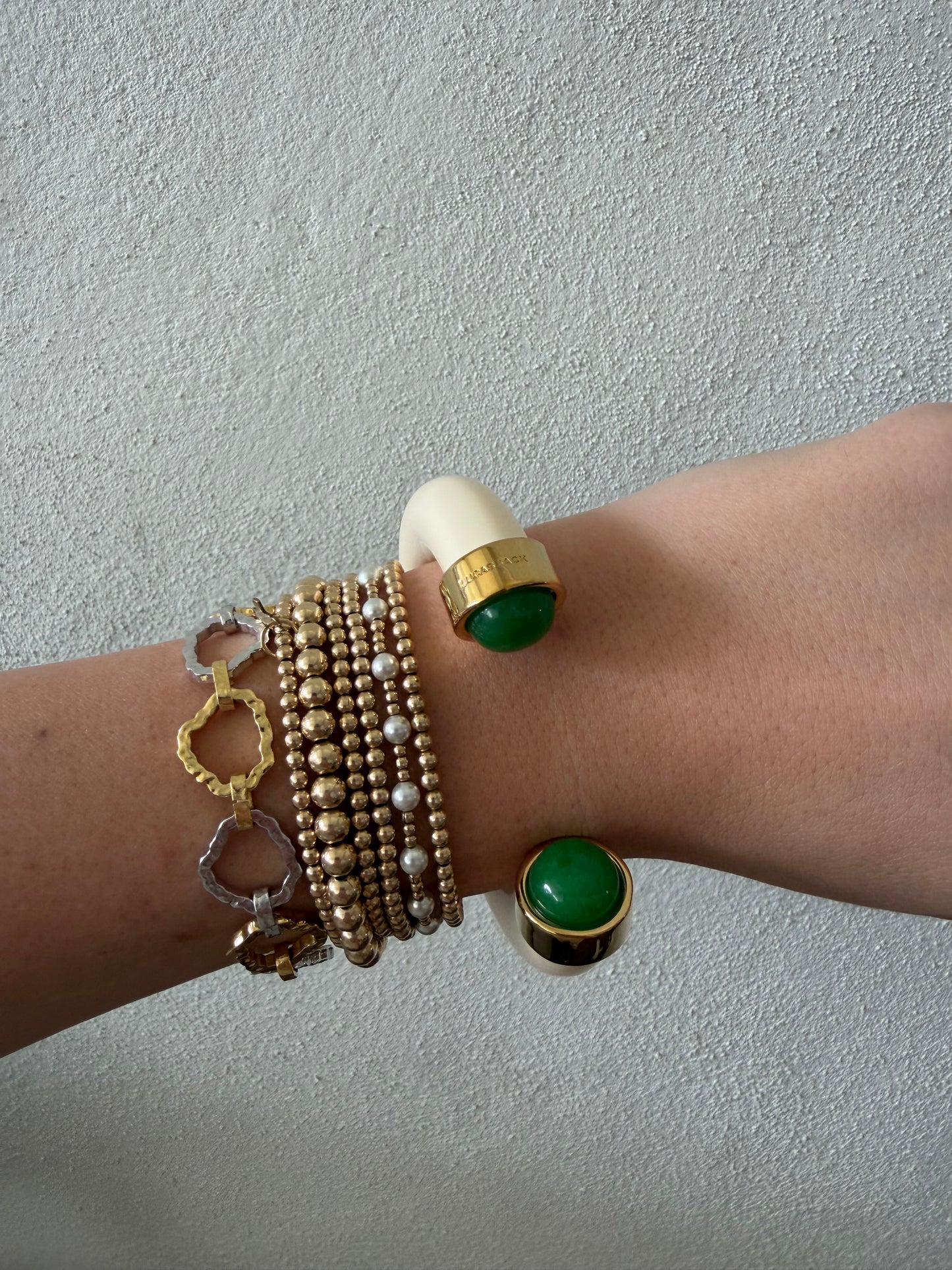 Lucas Jack Ivory/Green Quartz Bangle