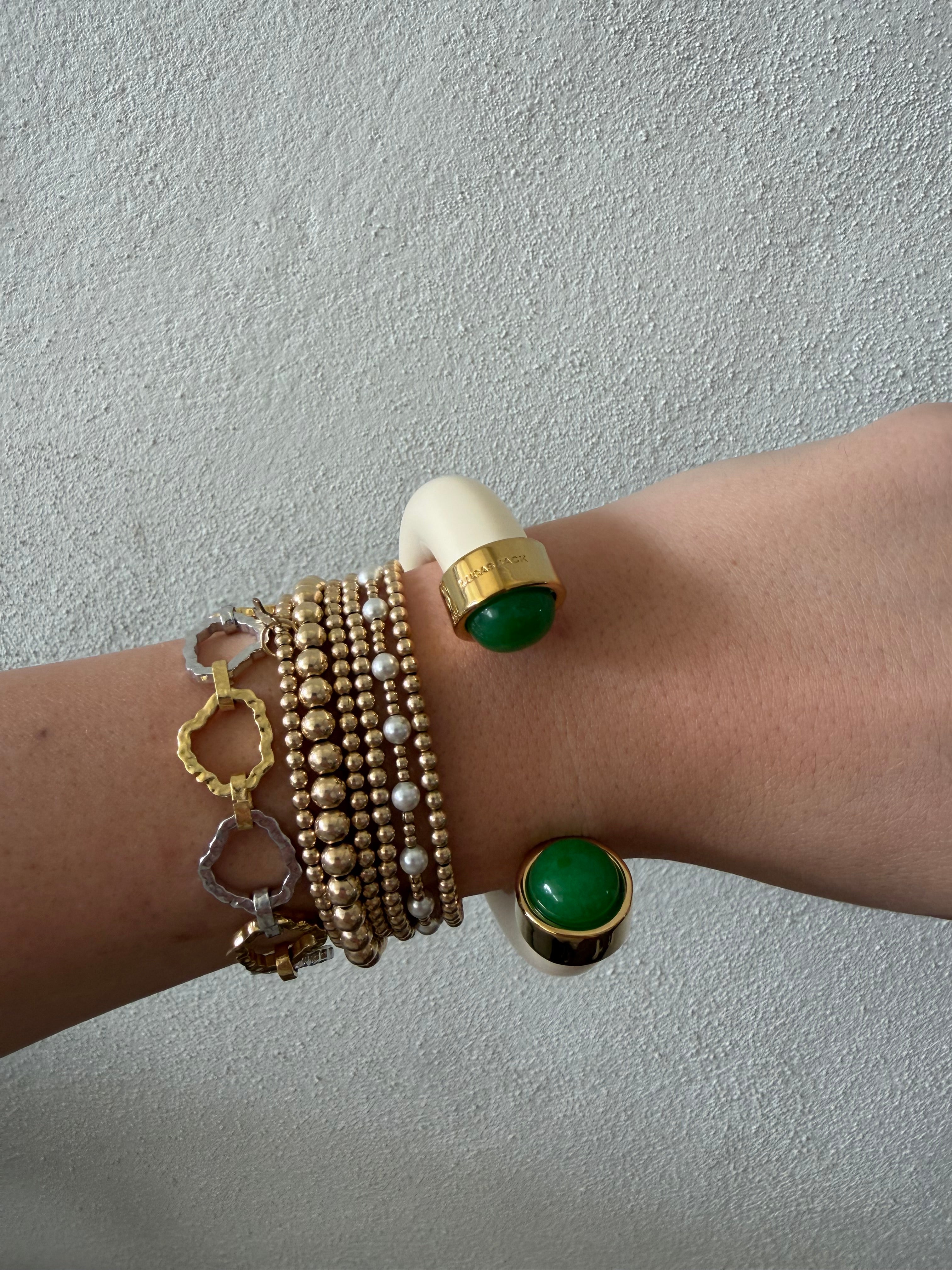 Lucas Jack Ivory/Green Quartz Bangle