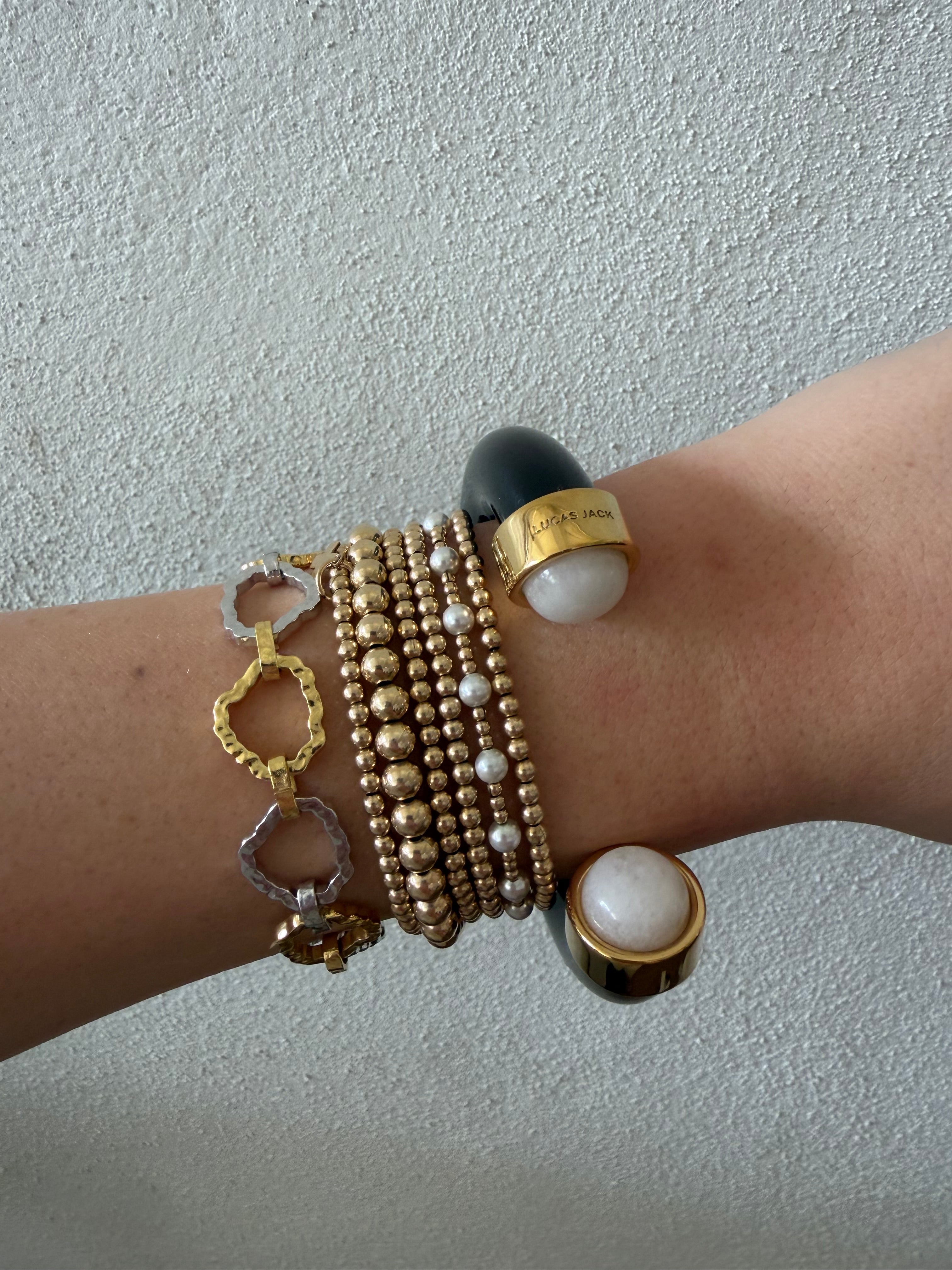 Lucas Jack Black/White Quartz Bangle
