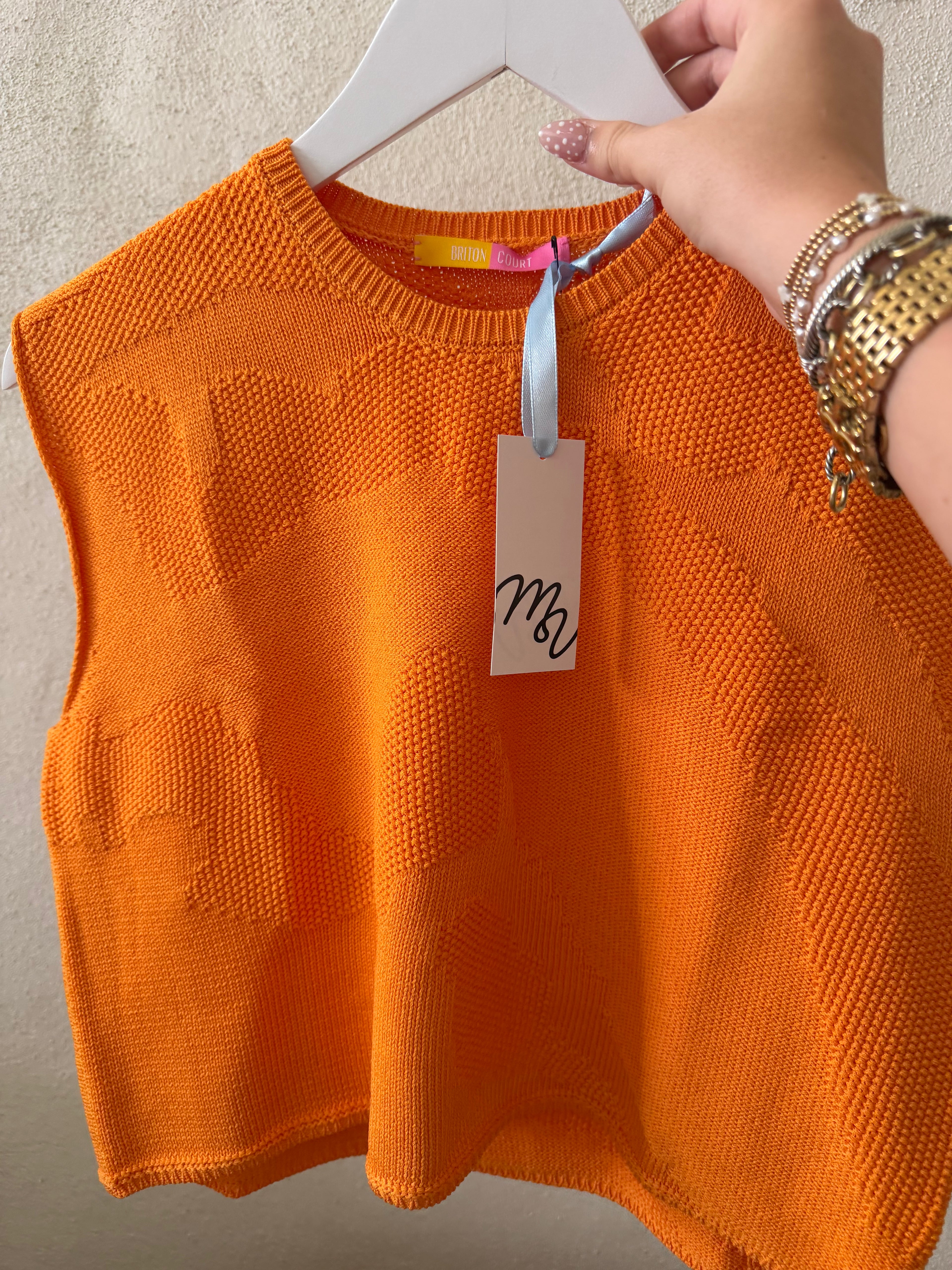 Laura Sleeveless Sweater - Orange