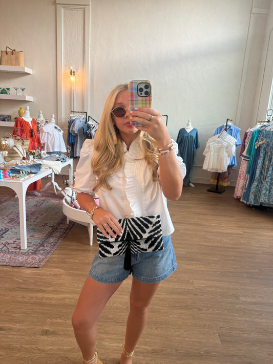 The Poplin Puff Sleeve Top - White