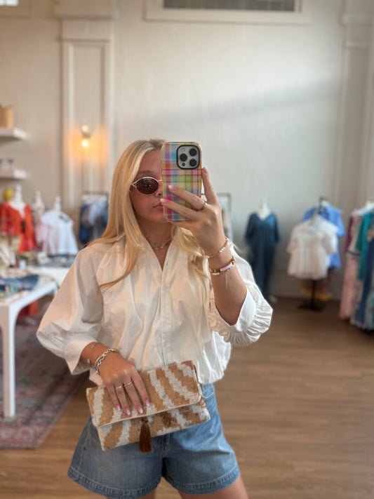 The Collar Bubble Top - White