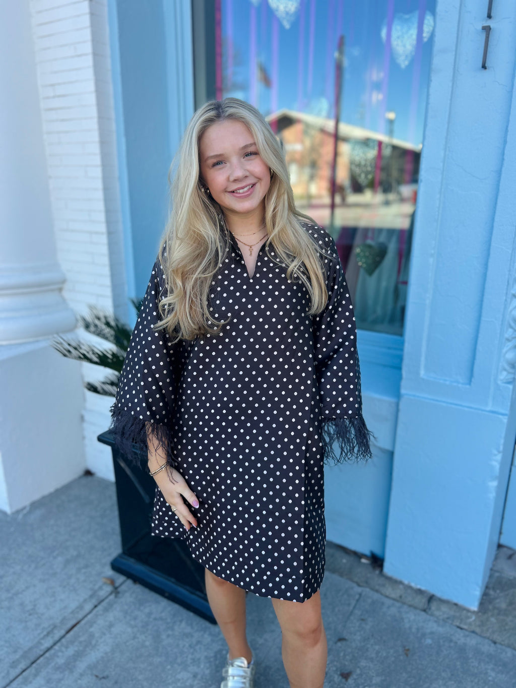 Audrey Polkadot Feather Dress