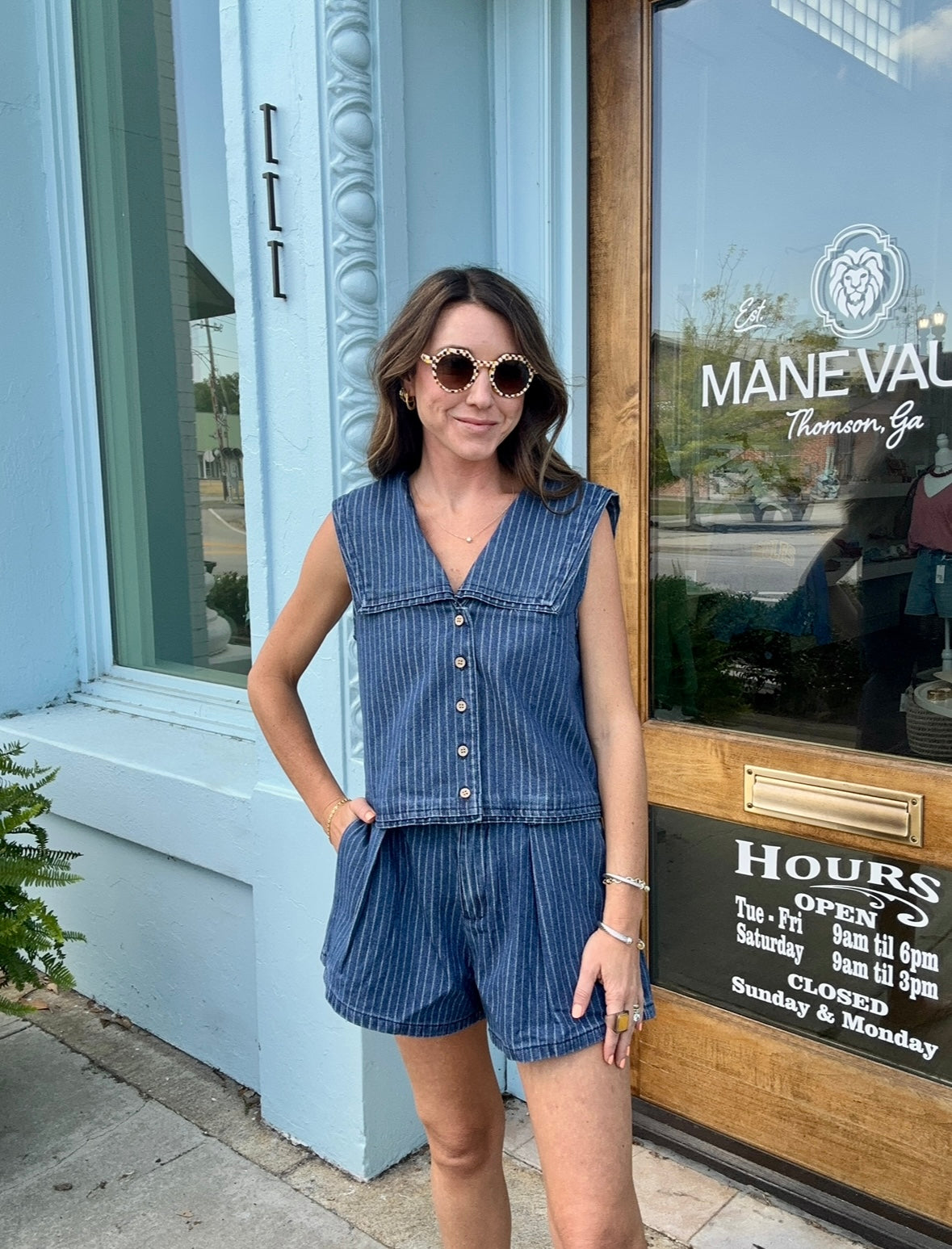 Denim Stripe Shorts