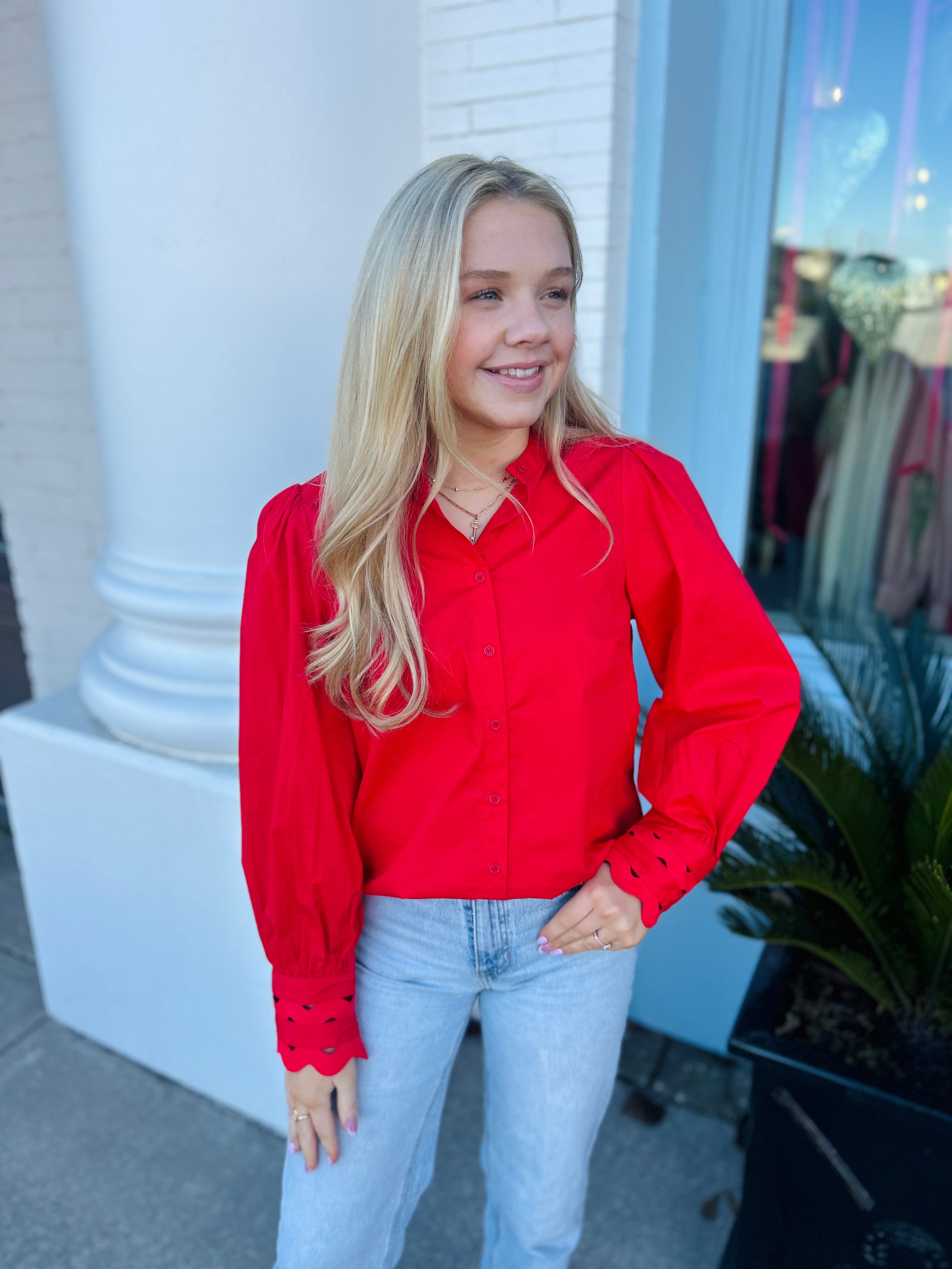 Ziana Button Down Shirt - Red