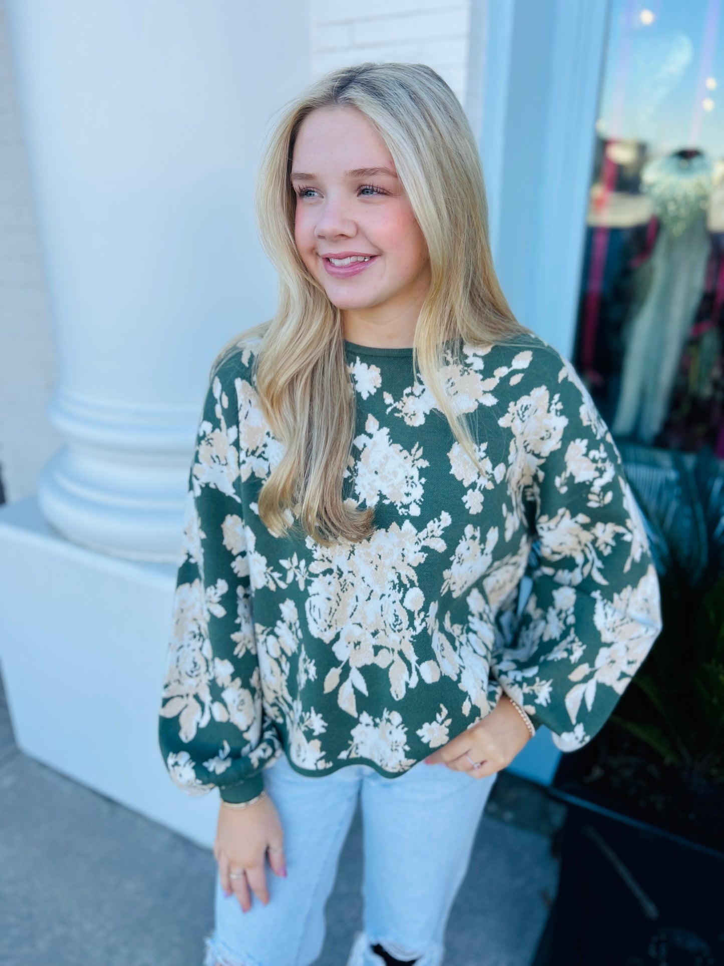 Jacquard Floral Printed Sweater