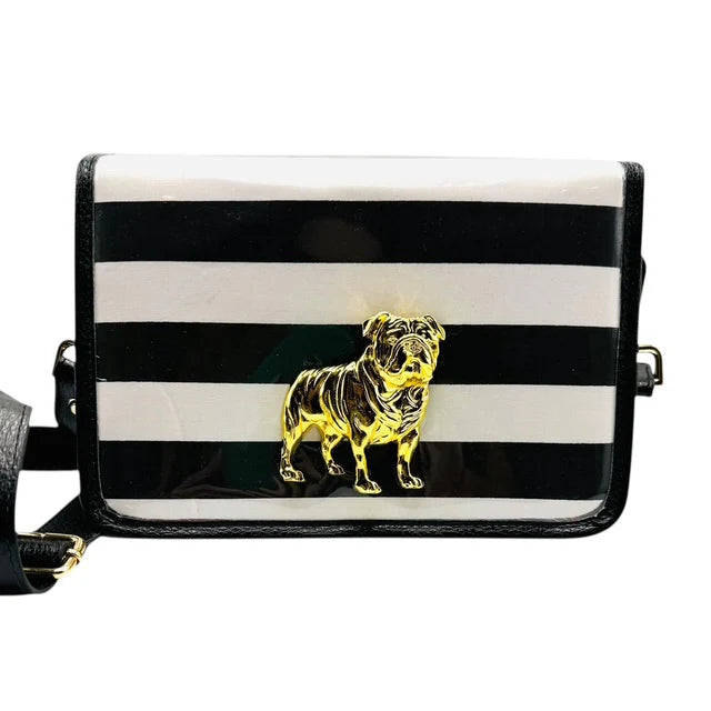 Black & White Stripe with Bulldog Stadium Bag