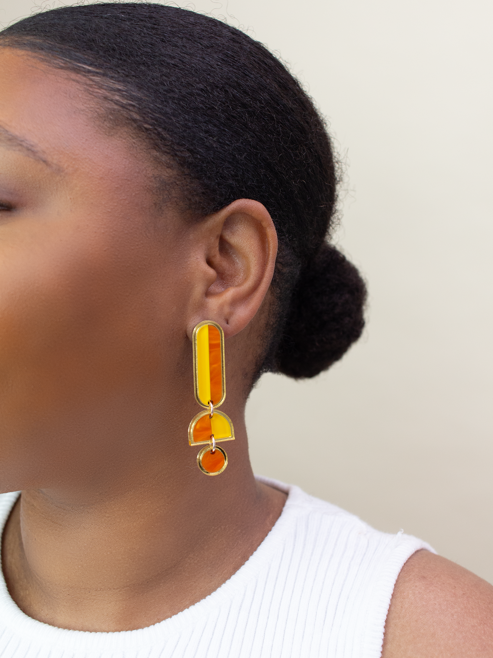 Lanie - Orange Dangle Earrings