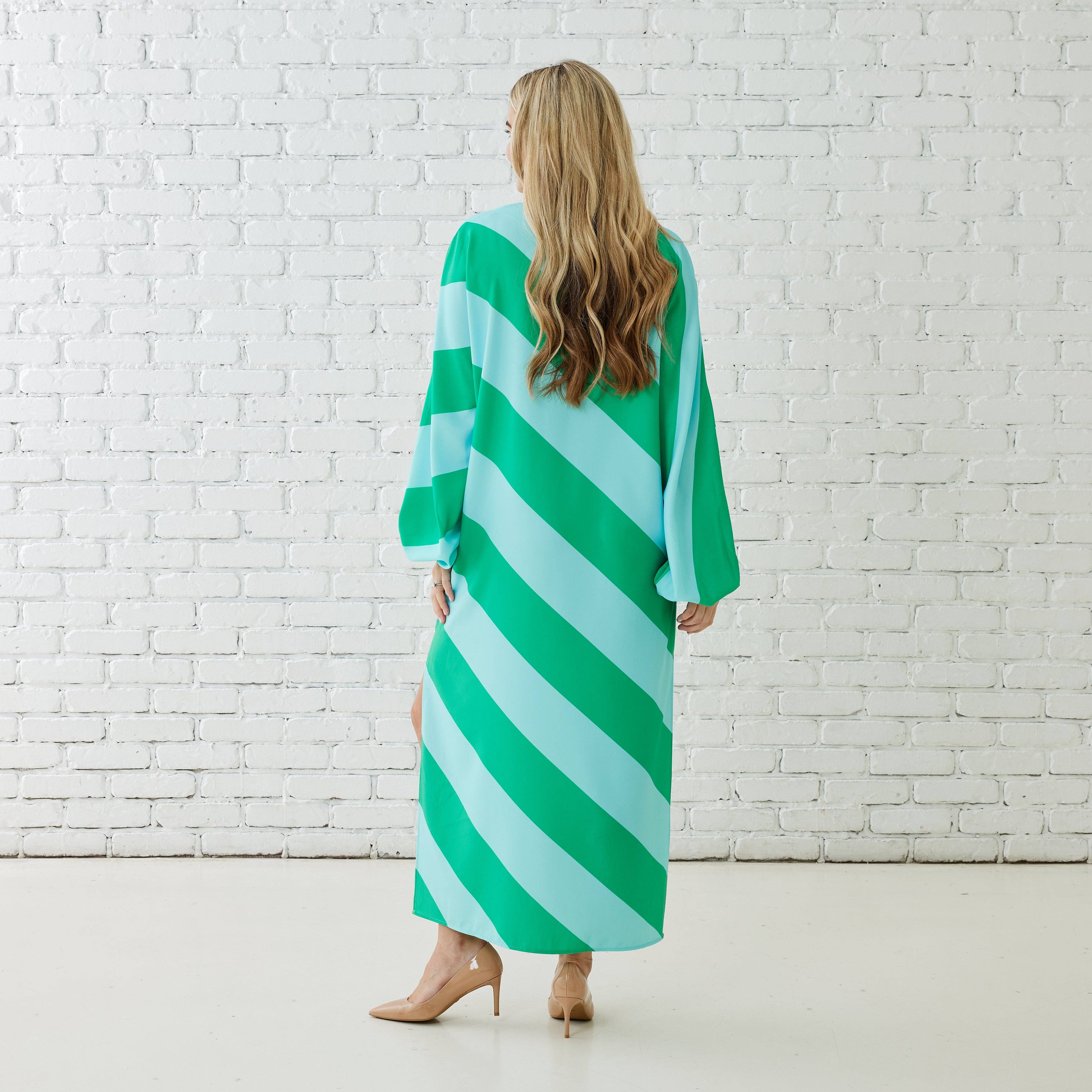 Coco Caftan Dress - Aqua/Green