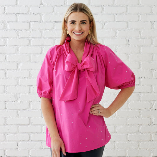 The Ryan Bow Top - Pink