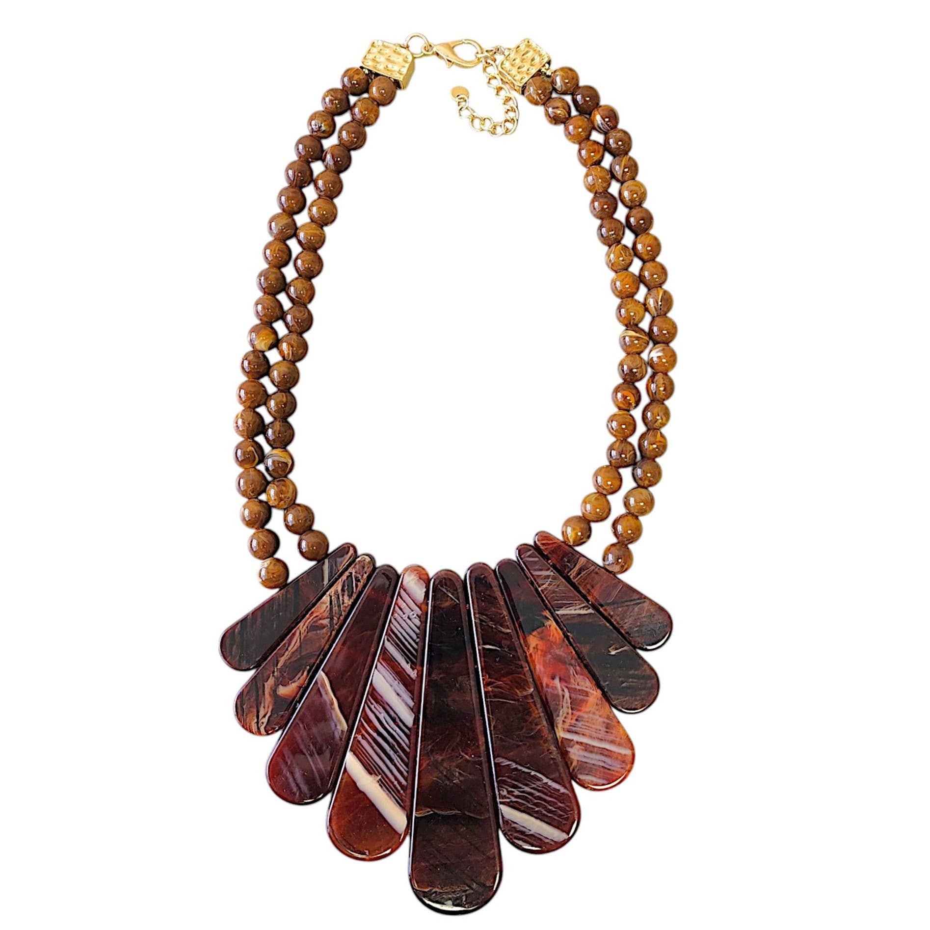 Tortoise Shell Agate Fan Necklace