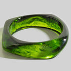 Juliet Squared Marble Resin Bangle - Green