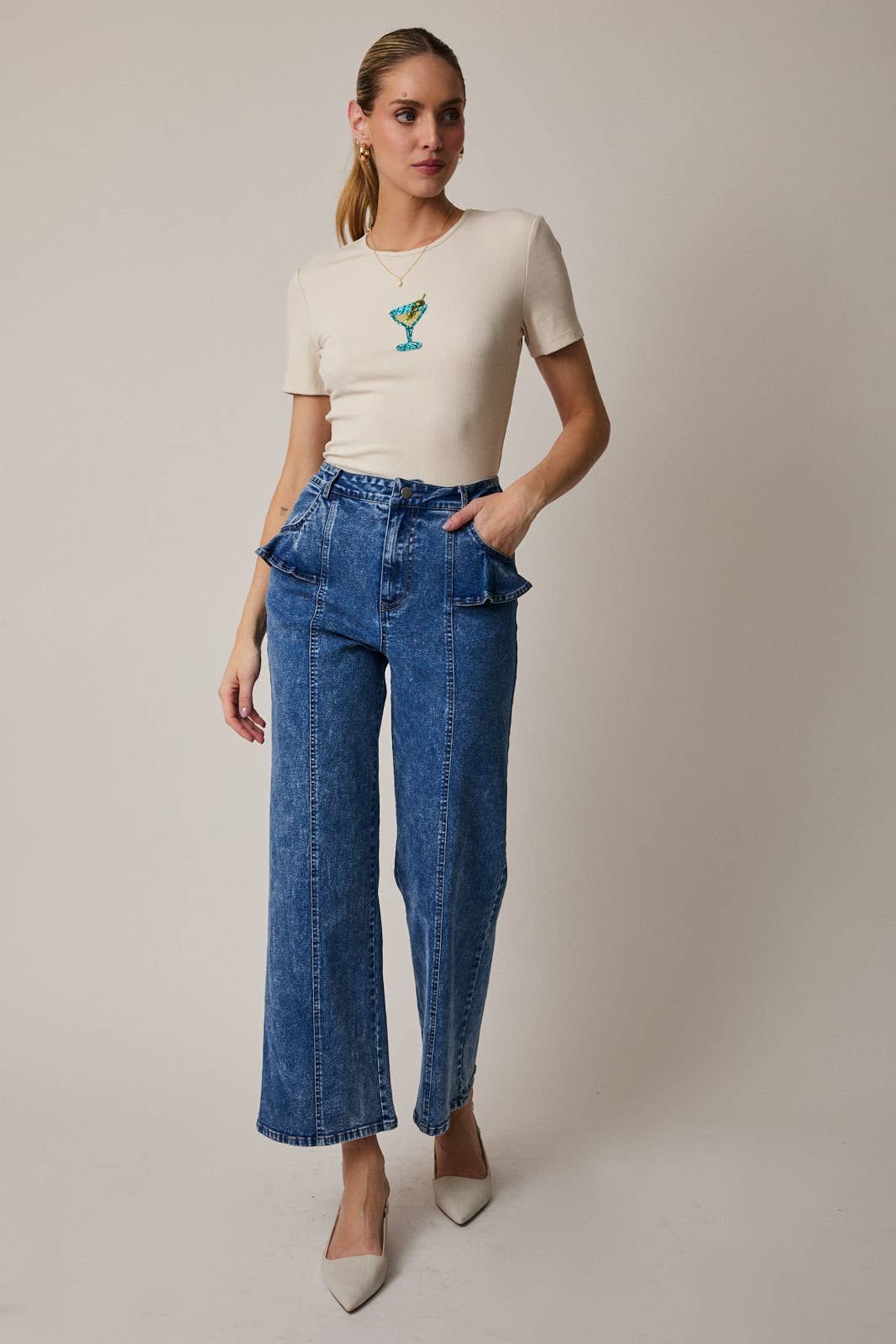 Martini Beaded Top - Cream