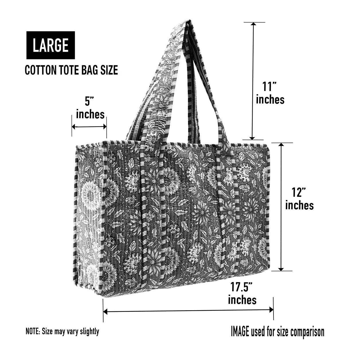 Cotton Block Print Tote Bag - Coral