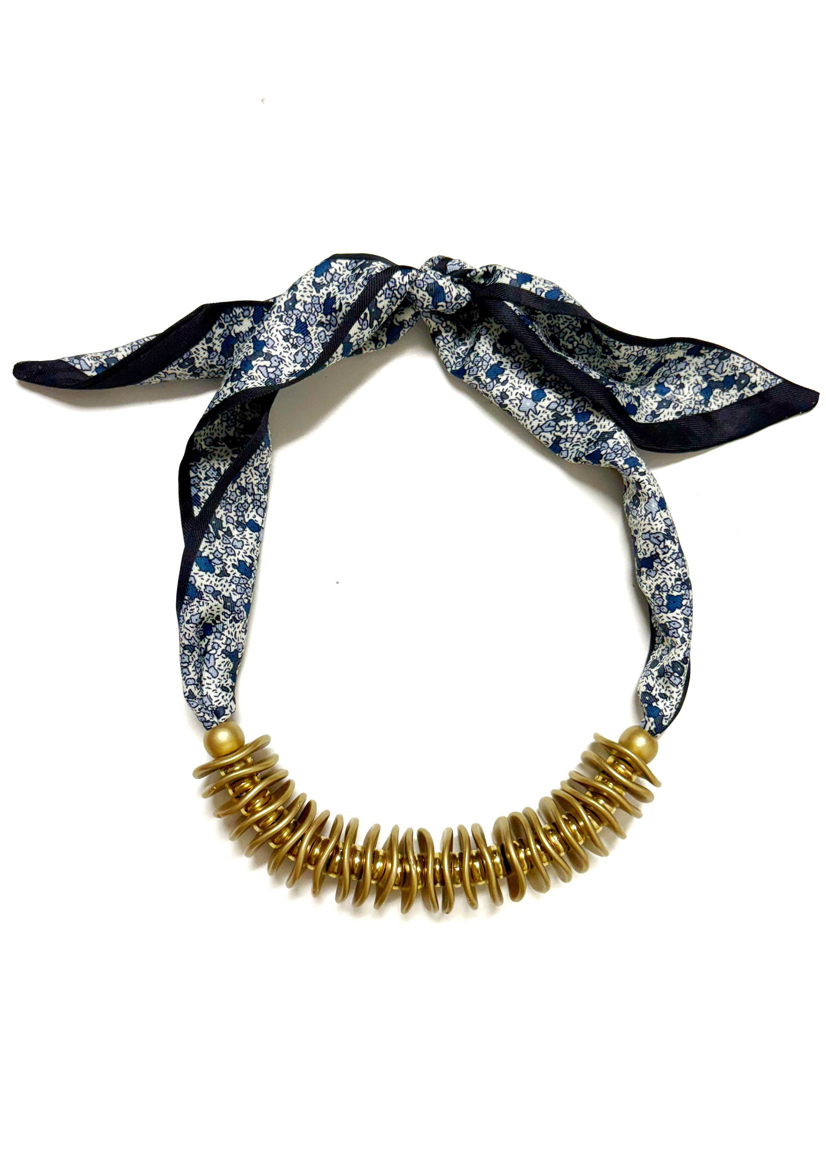 Scottie Scarf Necklace - Navy