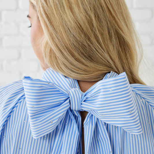 The Ryan Bow Top - Light Blue
