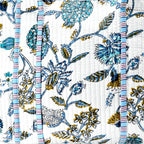 Cotton Block Print Tote Bag-Blue
