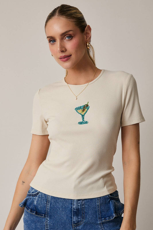 Martini Beaded Top - Cream