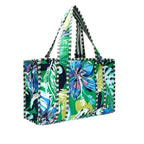 Cotton Block Print Tote Bag - Green and Blue