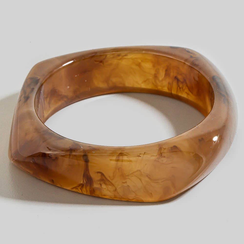 Juliet Squared Marble Resin Bangle - Tan